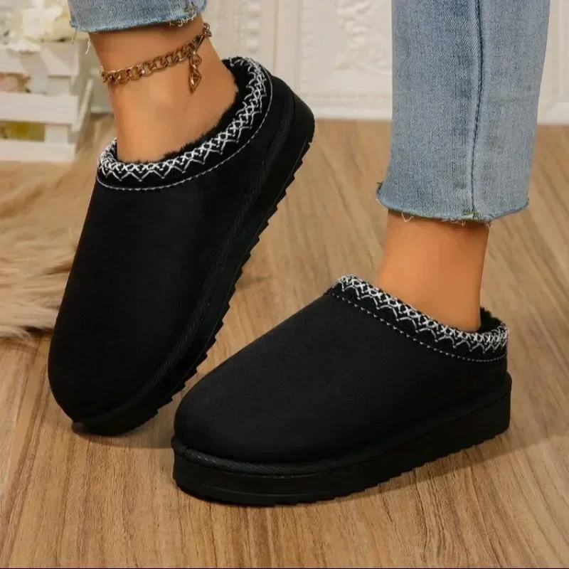 Ladies Shoes 2024 Hot Sale Closed Toe Women's Slippers Warm Casual Slippers Women Round Toe Platform Flat with Shoes Women