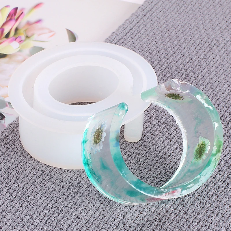 Bracelet Resin Molds Round C Font Bracelet Mold Open Cuff Casting Molds for Jewelry Making Silicone Bangle Mold DIY Crafts