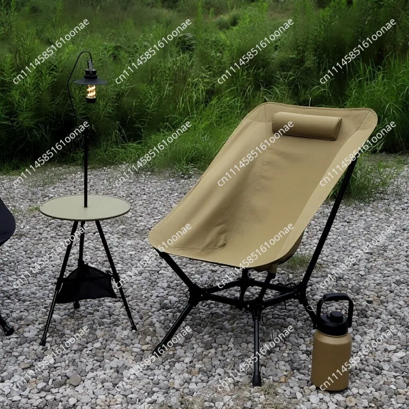 High-back outdoor lounge chair lightweight folding camping chair portable square aluminum alloy chair