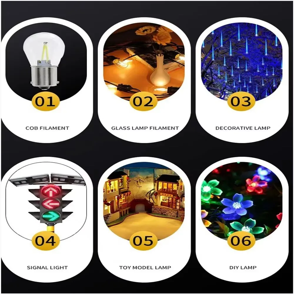 لتقوم بها بنفسك خيوط LED مرنة 128 مللي متر إيجابي سلبي نفس النهاية اديسون لمبة أجزاء المصباح DC3V أضواء ليلية الطرف #6