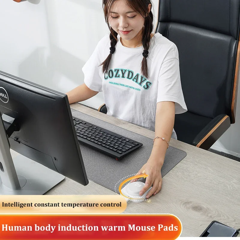 Electric Heat Mouse Pad Display Temperature Heating Mouse Pad Table Mat Keep Warm Hand For Winter Office Computer Desk Keyboard