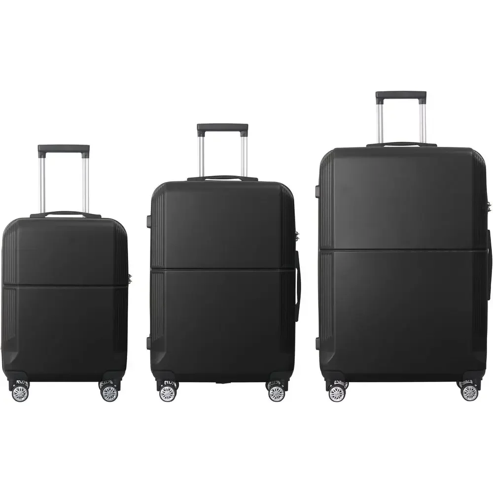 Premium 3-Piece ABS Luggage Set: 20, 24, and 28 with Multi-Position Handle, Silent Spinner Wheels, and TSA-Approved Lock - Durab