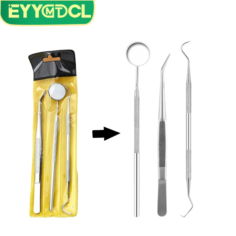 Stainless Steel Dental Mirror for Removing Dental Calculus Tooth Stains Oral Mirror Tweezers Sickle Probe Dentist Whitening Tool