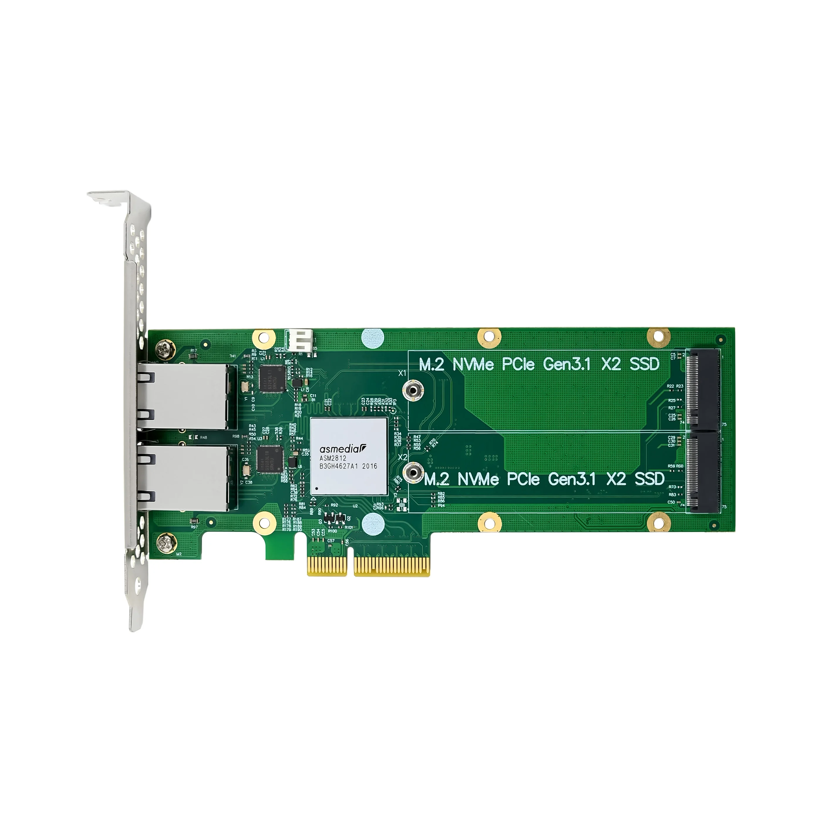 Sunweit ST5114 PCIe X8 ASM2812&I226 2.5G 1000Mbps RJ45 T2 إلى LAN مع محول 2 NVMe SSD #3