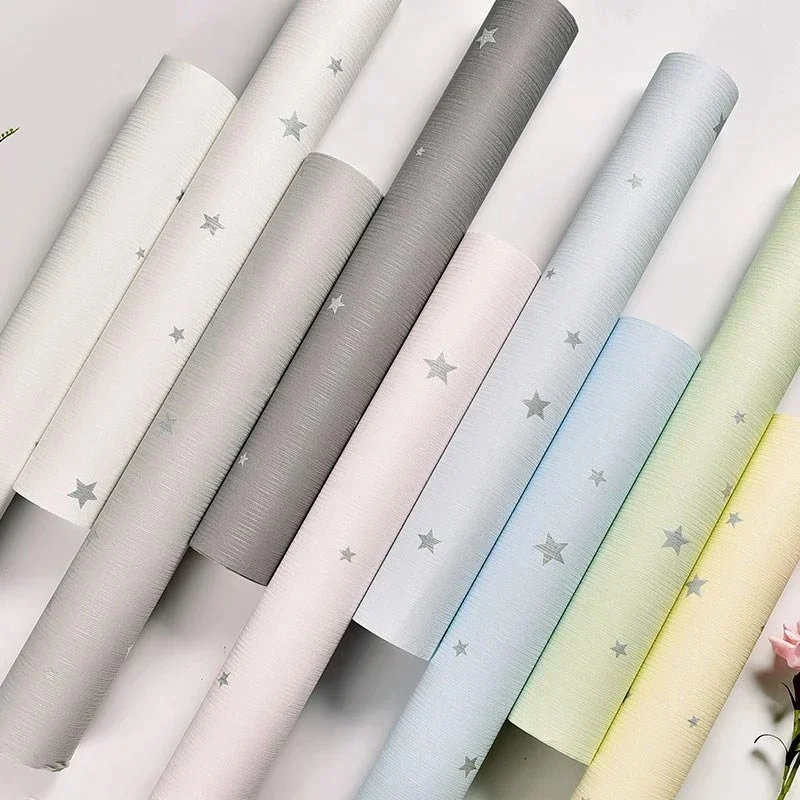 1pc 5m Bedroom Self-adhesive Wallpaper with Grid Star Pattern, Waterproof and Moisture-proof, Suitable for Dormitory Renovation