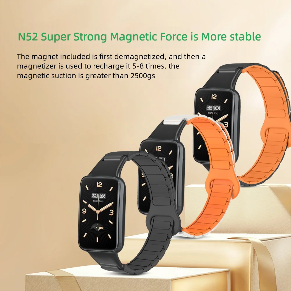 Xiaomi Band 7 Pro Armor 스타일 퀵 릴리스 Sweatproof 실리콘 Smartwatch Band Man Woman 용 교체 마그네틱 시계 스트랩