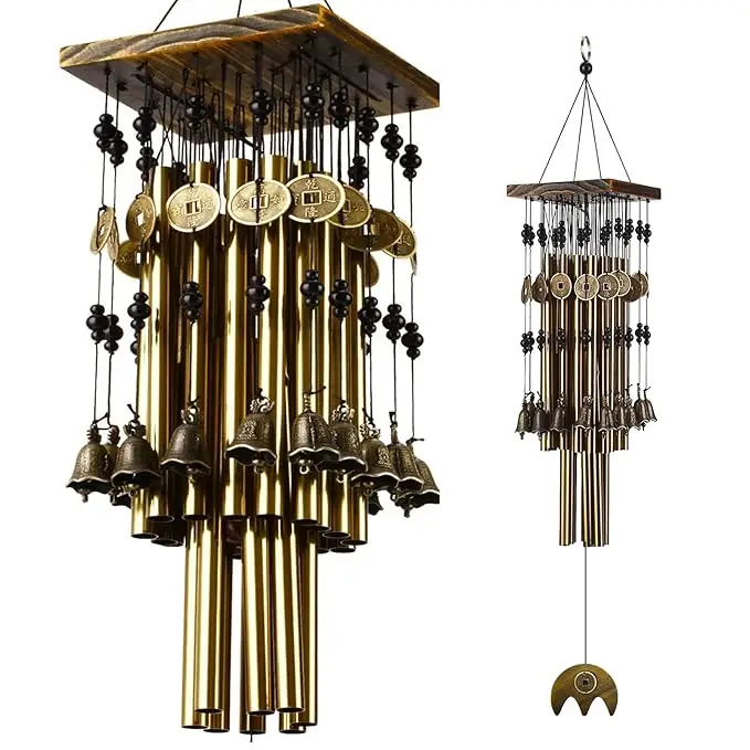 

Gift Good Luck Feng Shui Copper Coin Wind Chimes Metal Outdoor Bell Tubes Money Wind Chimes Bell Vintage Yard Decor Wind Chimes