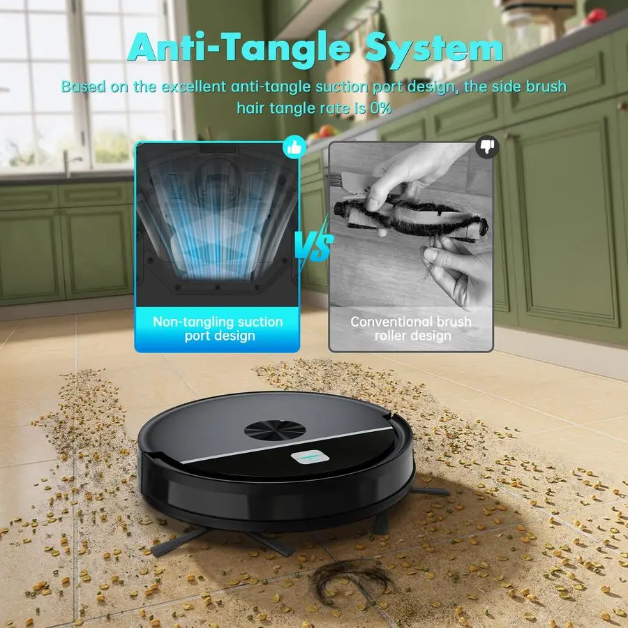 مجموعة مكنسة كهربائية وممسحة روبوت، شفط قوي بقدرة 3500 باسكال، مع جهاز تحكم عن بعد لتطبيق WiFi، مكنسة كهربائية روبوتية للتطهير، مزبلة ومقاومة الماء #4