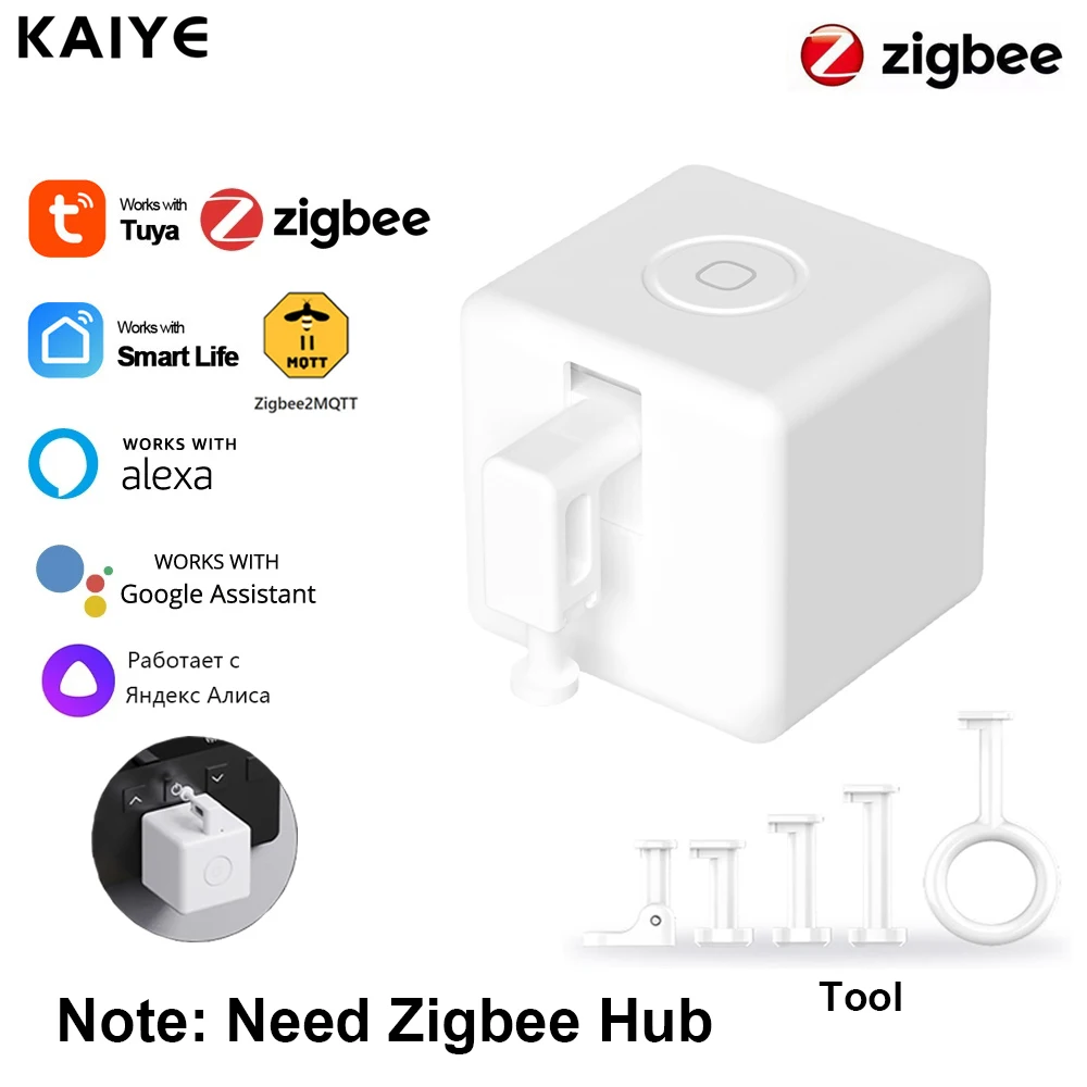 

Кнопка переключения Tuya Zigbee Fingerbot Plus с голосовым управлением и поддержкой Alexa и Google Assistant