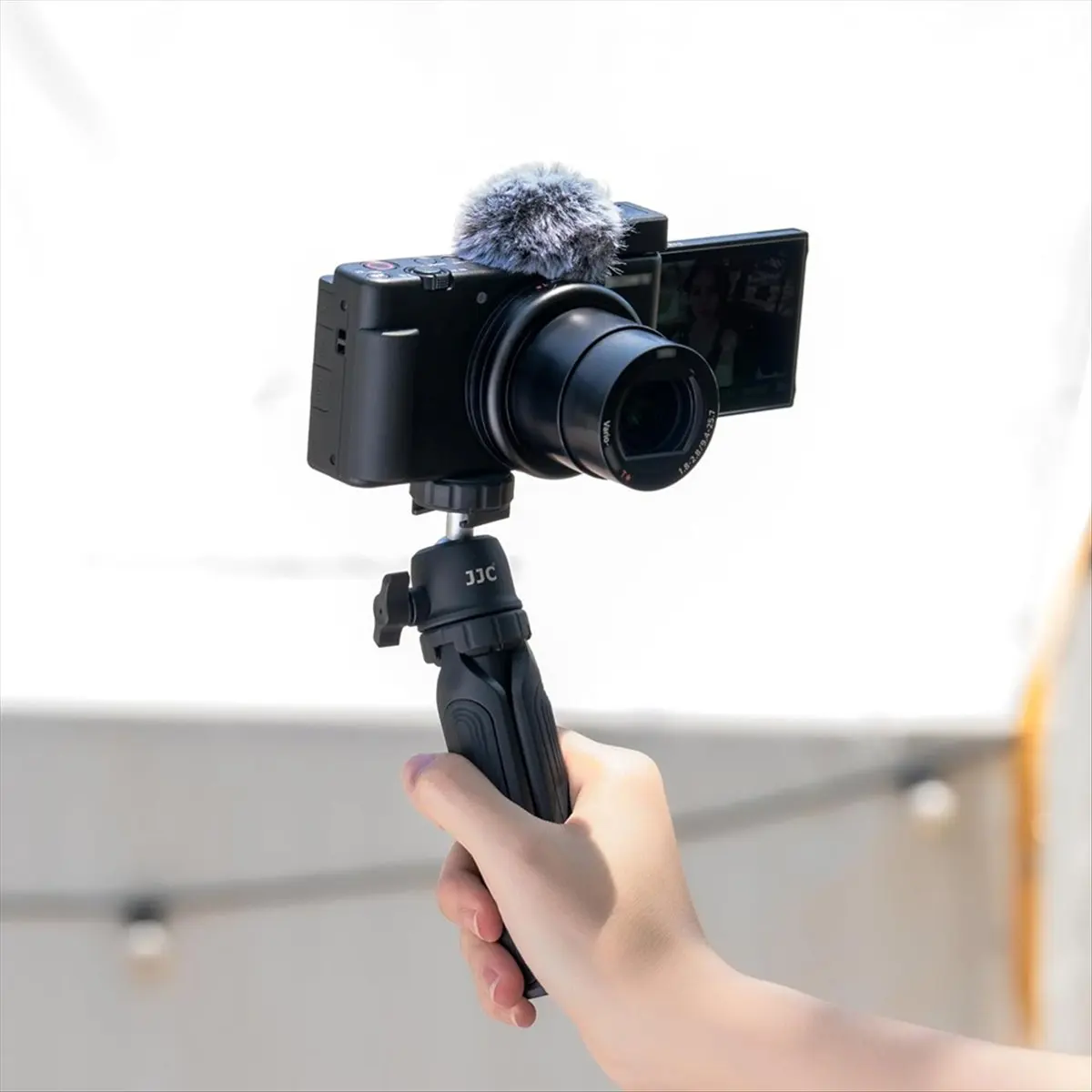 AA80  Cold Shoe Wind Muff for ZV-E10 ZV-1 II/ZV1/ZVE1 Vlog Cameras, Furry Windshield with Cold Shoe Mount Adapter