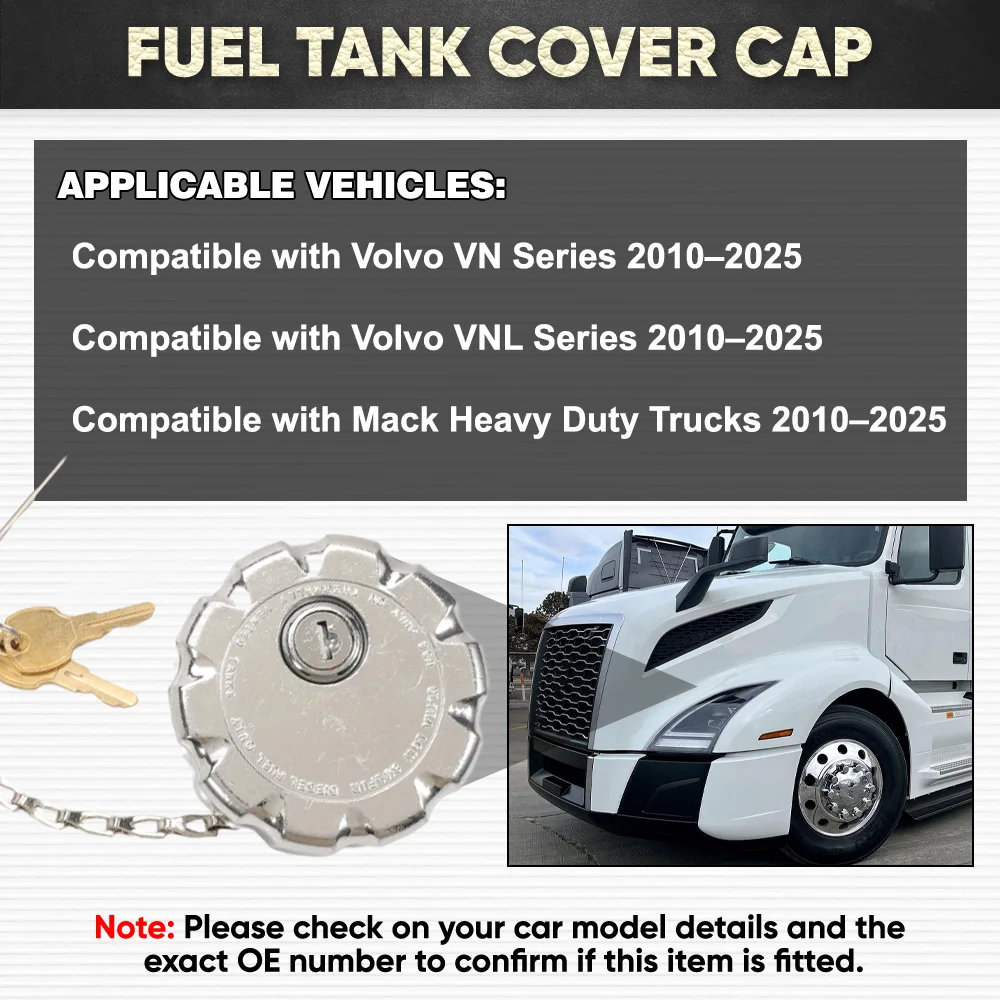 Tapa de combustible diésel con bloqueo de 3 ", aluminio para camiones pesados Volvo VN Series VNL Mack 2010-2025 20770691 20770657