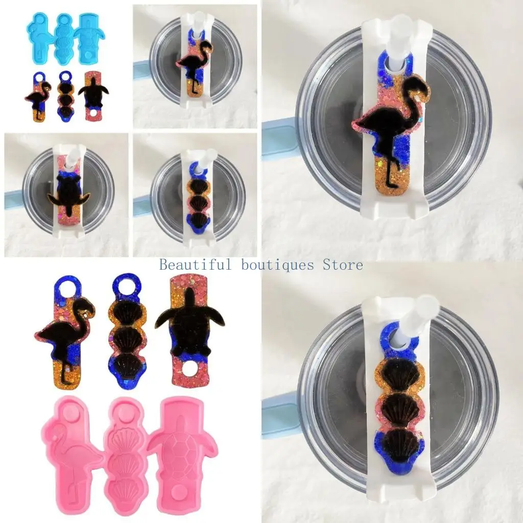 

U4LF DIY Silicone Straw Stabilizer Molds Flexible Pendant Mold Silicone Straw Holder Molds Suitable for Various Straw Sizes