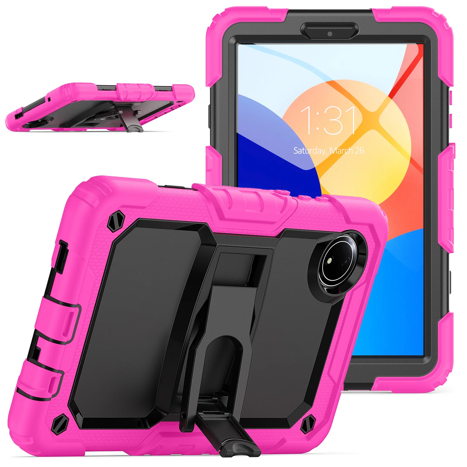 Rugged Kickstand Case For Xiaomi Redmi Pad SE 2024 8.7 inch 3-Layers Heavy Duty Colourful Cover Shockproof For Redmi Pad SE 4G