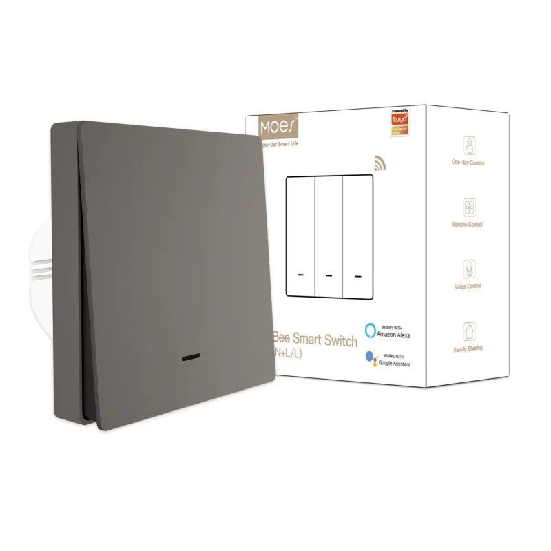 MOES Tuya ZigBee Smart Button Wall Switch App Remote Control Single/Neutral Wire Universal EU Standard for Home Bedroom Office