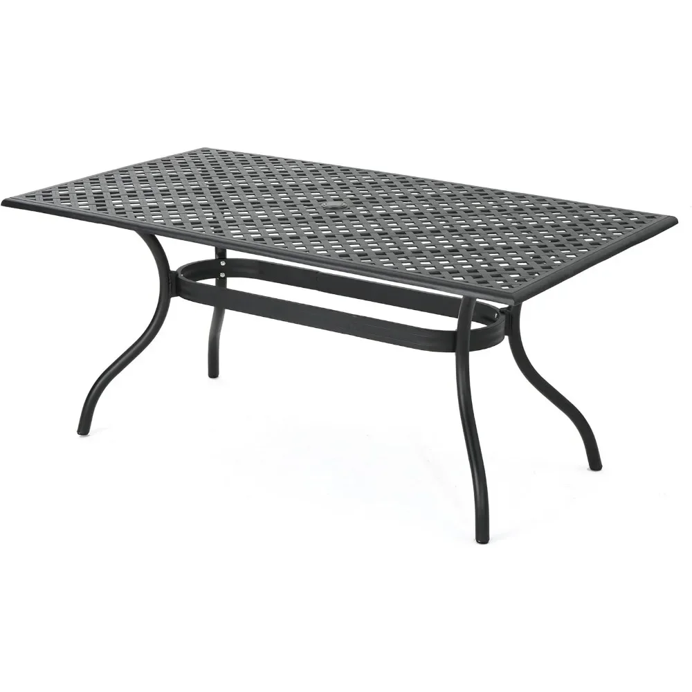 Mesa rectangular de aluminio fundido en arena negra para exteriores, muebles de Camping