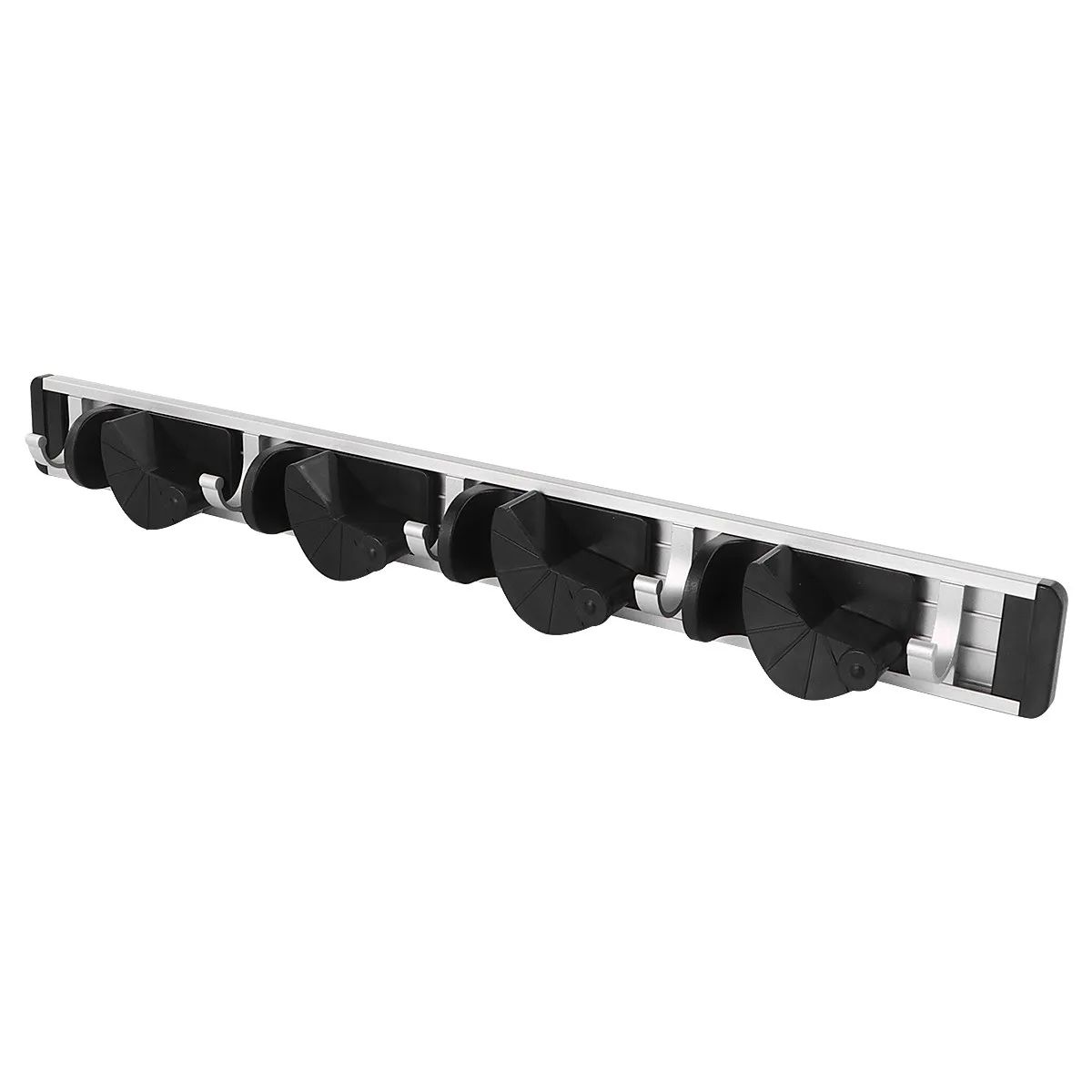 

Wall Mounted Broom Shelf Heavy Duty Space Aluminum ABS Storage Rack for Mop Broom Garden Kitchen Bathroom Easy Install Black 4