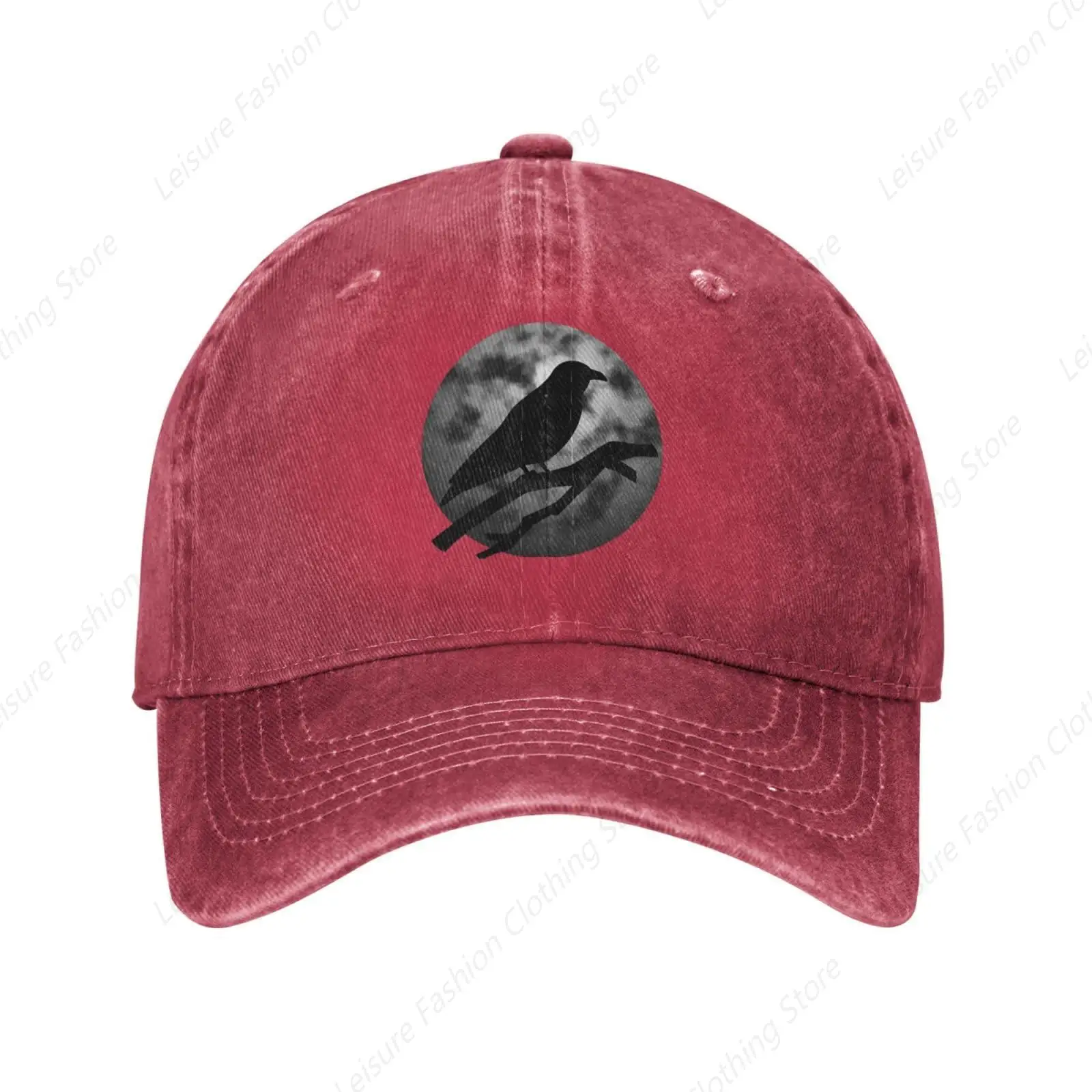 

Vintage Crow Raven Black Retro Moon Funny Gifts Hat for Women Men Baseball Cap Trucker Hats for Adults Dad Caps