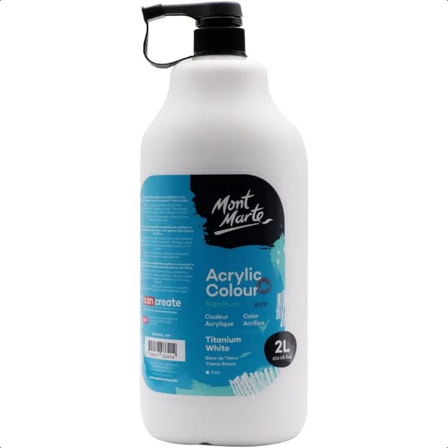 

Mont Marte Discovery School Acrylic Titanium White 1 2 Gallon 2 Liter . Ideal for Students and Artists. Excellent Coverage and