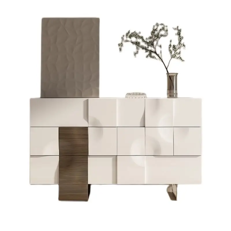 

Italian light luxury solid wood chest cabinet foyer porch partition cabinet multi-functional locker modern living room