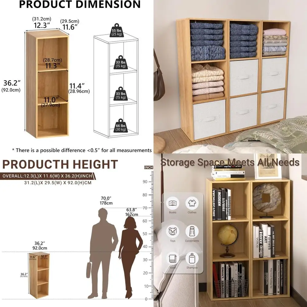 

Дубовый трехъярусный органайзер для книжного шкафа в форме куба, отдельно стоящая полка для хранения для домашнего офиса