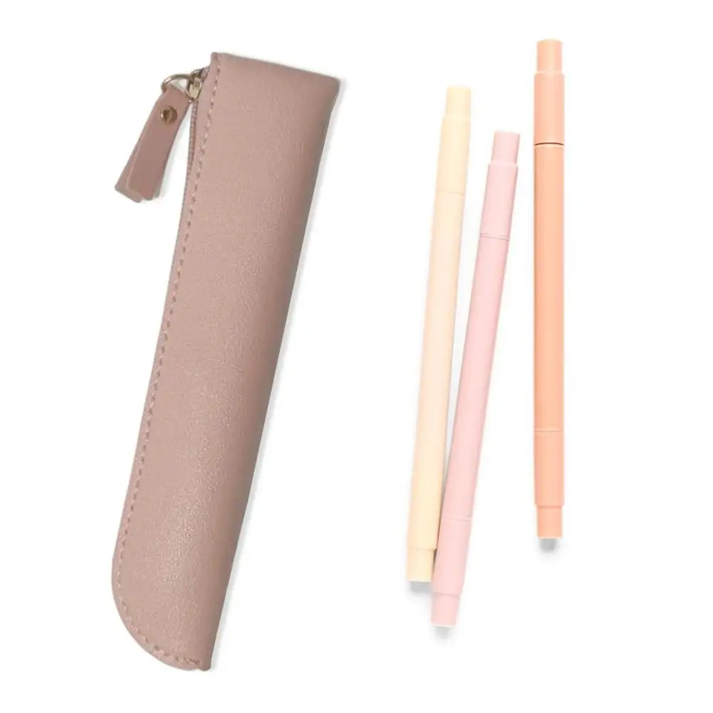 Чехол для хранения линеек, стильный пенал из искусственной кожи, органайзер для ручек, линейки, тонкая легкая сумка для канцелярских принадлежностей для маленькой ручки