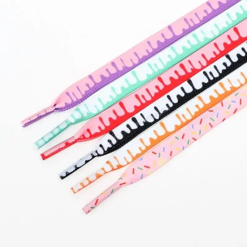 Fashion Af1 Shoelaces for Sneakers Rainbow ice Cream Flat Shoelace Elastic Laces Shoes Strings 120/140/160CM Width 0.8cm 1Pair