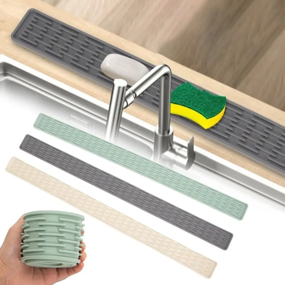 Non-slip Silicone Drainage Mat Foldable Large Size Longer Faucet Mat Multifunctional Utensils Drying Dish Drying Mat