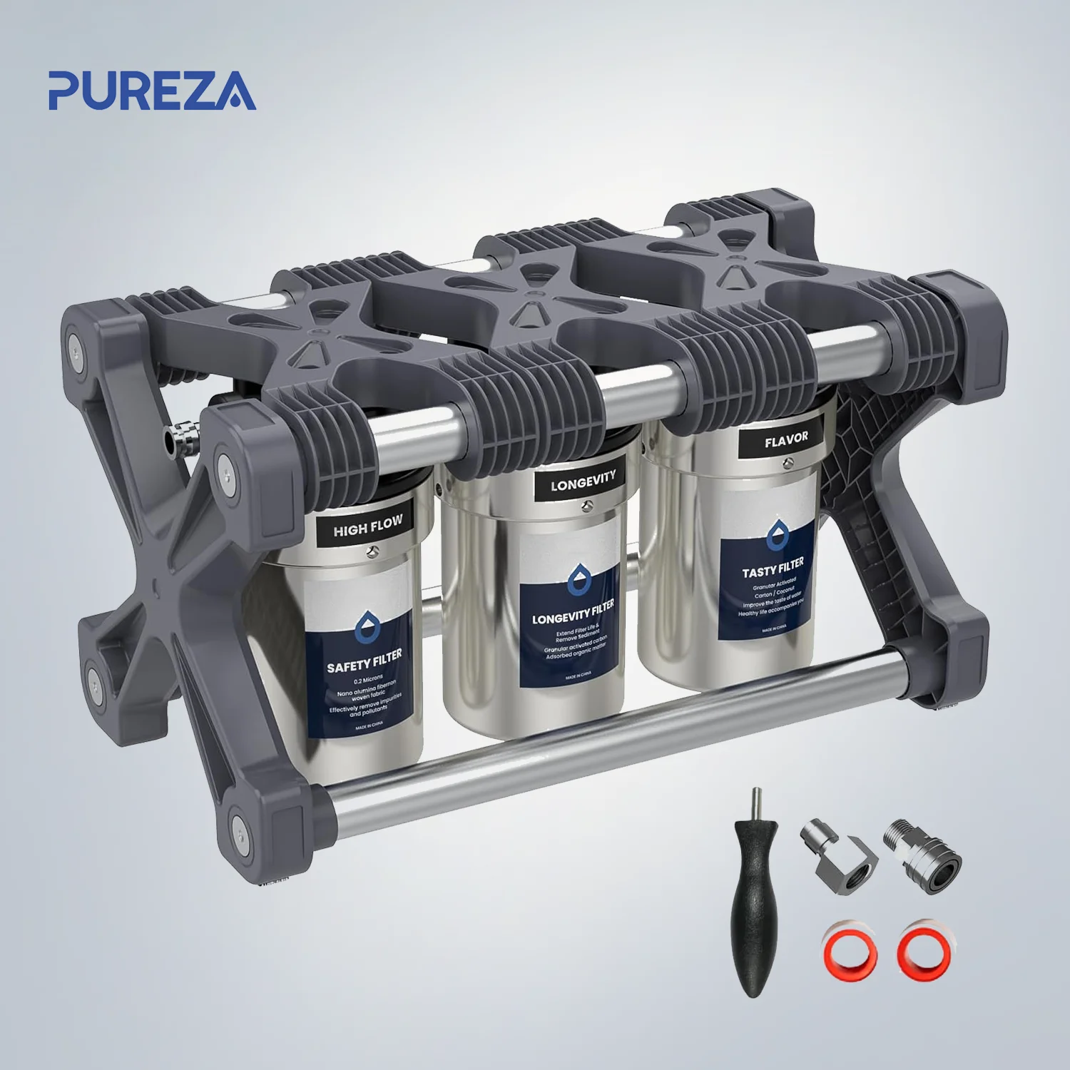 Filtro de Repuesto PUREZA RV AUQAGO, Sistema de Filtración de Agua para RV de 3 Etapas - Filtración Premium para RVs y Campers, Uso en Exteriores