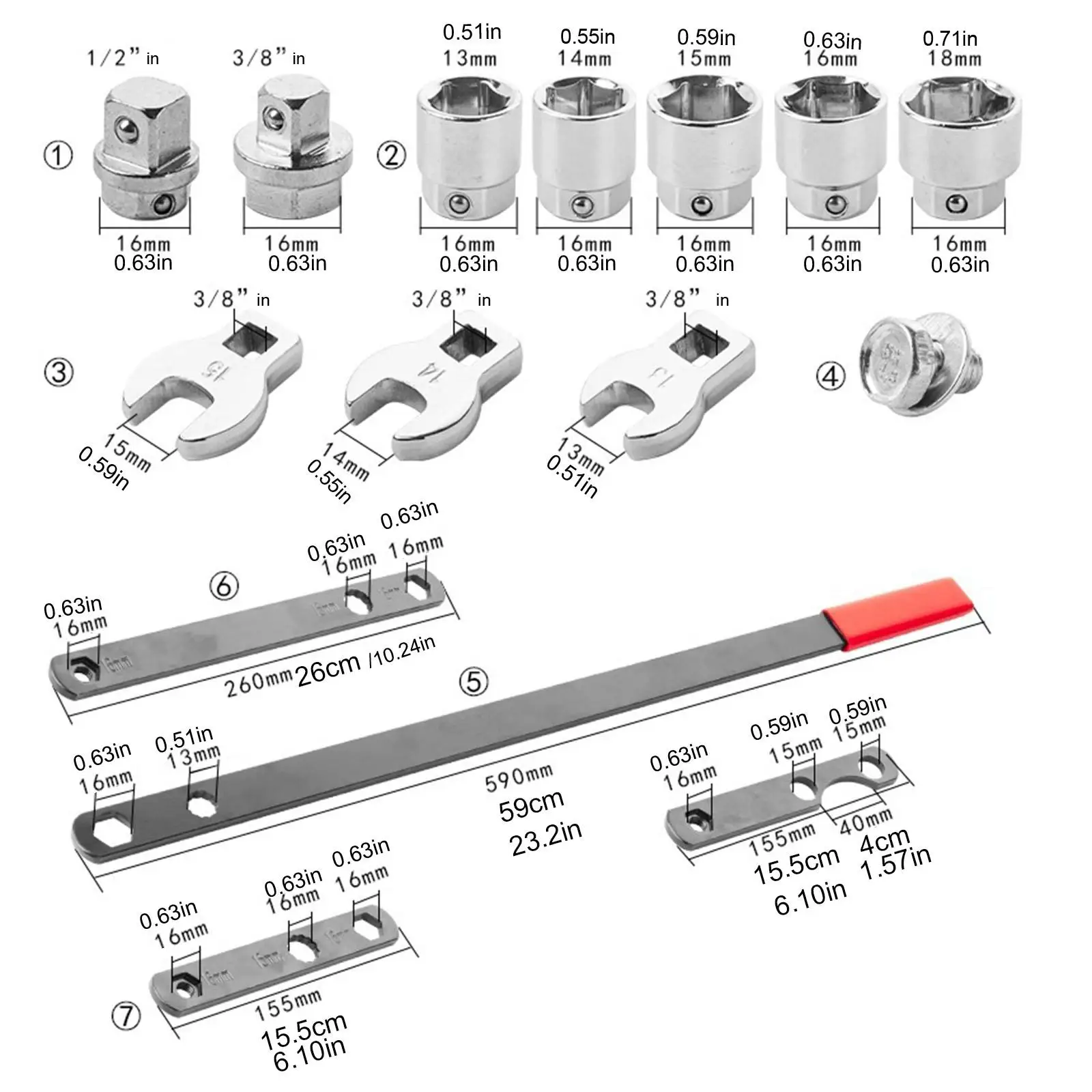 

Vehicle Engine Maintenance Tools Complete Tension Pulley Wrench and Auxiliary Idler Belt Removal Kit for Mechanic DIY Garage