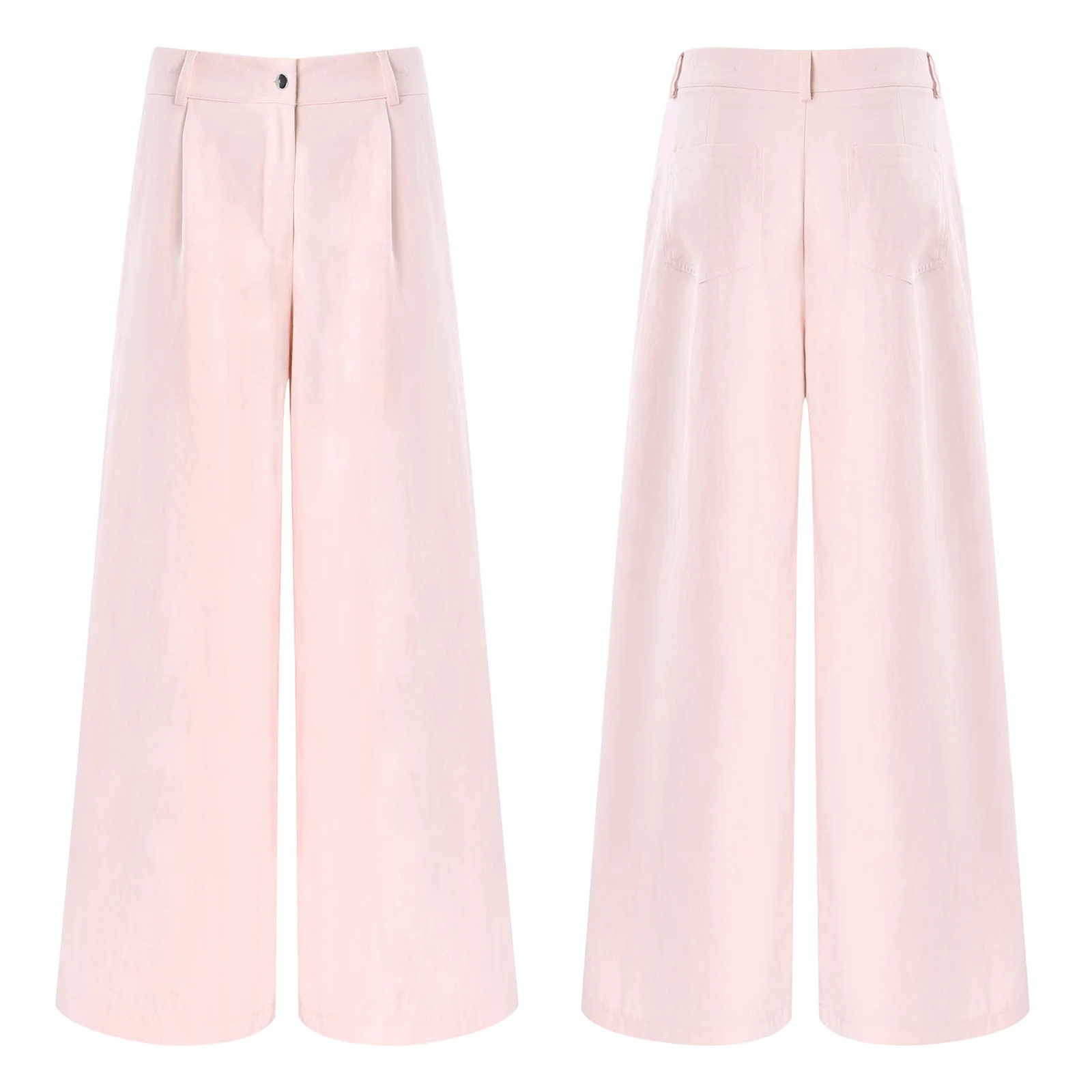 Women's Wide Leg Pants Casual Trousers High Waist Anti-wrinkles Long Pants with Pockets Solid Color Pants for Office Work Travel