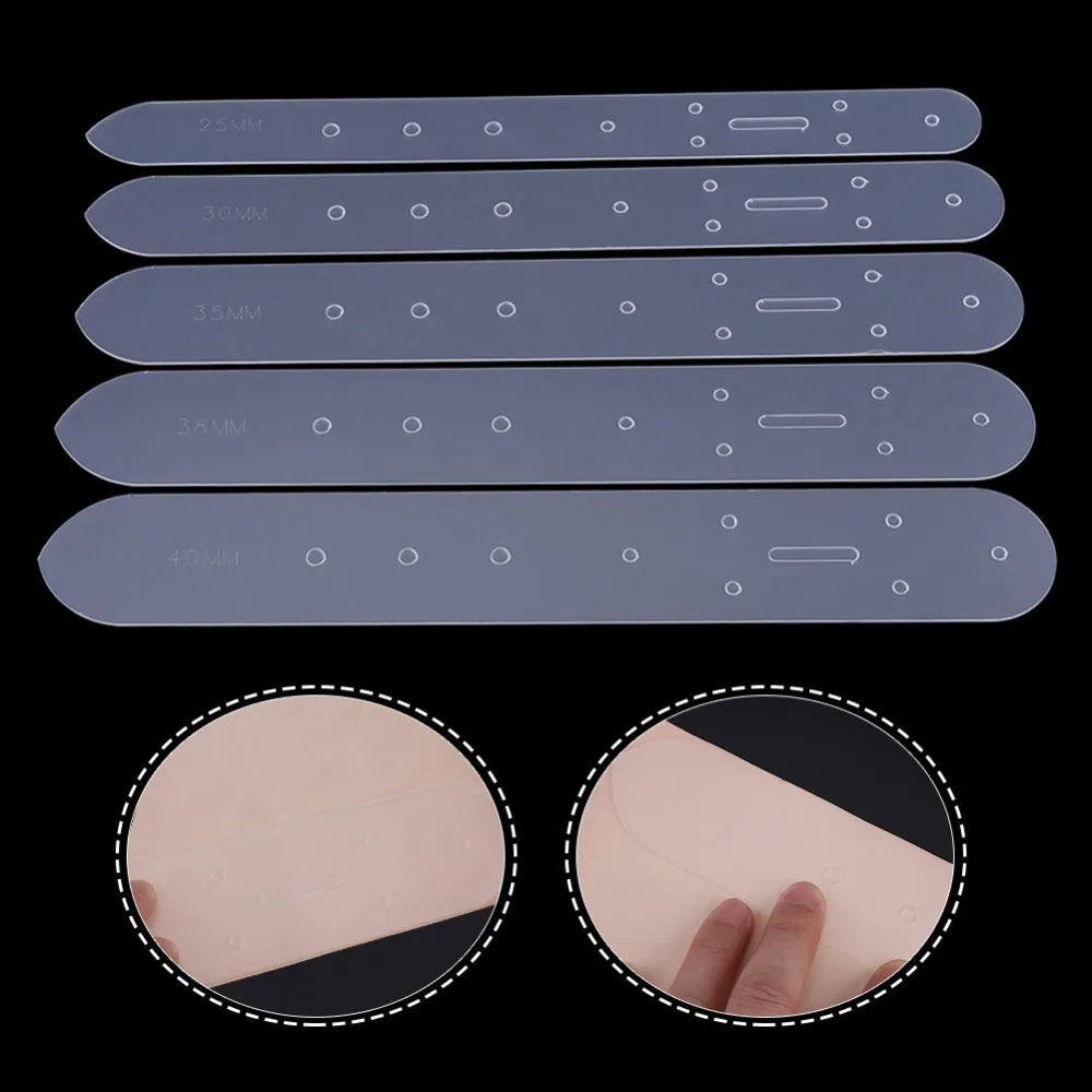 5pcs Translucent Belt Hole Punching Template 25/30/35/38/40mm Width Punching Module DIY Belt Making Kit PVC Material
