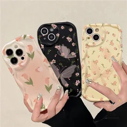 Case for OPPO A78 A79 A98 A58 A38 A60 Reno 10 5G 8 11 Pro 8T 5G Reno 7 4G 5 6 Lite 7Z 8Z Cover Silicone Flower Wave Butterfly