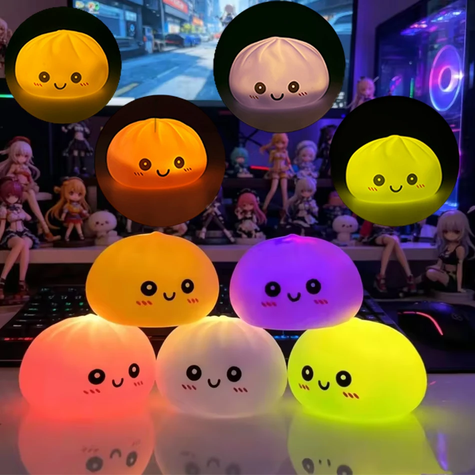  Luci Notturne Divertenti A Forma Di Raviolo, Ornamento Da Scrivania Luminoso, Scatola Per Ravioli Luminosa, Luci Kawaii A Forma Di Raviolo, Regali-image
