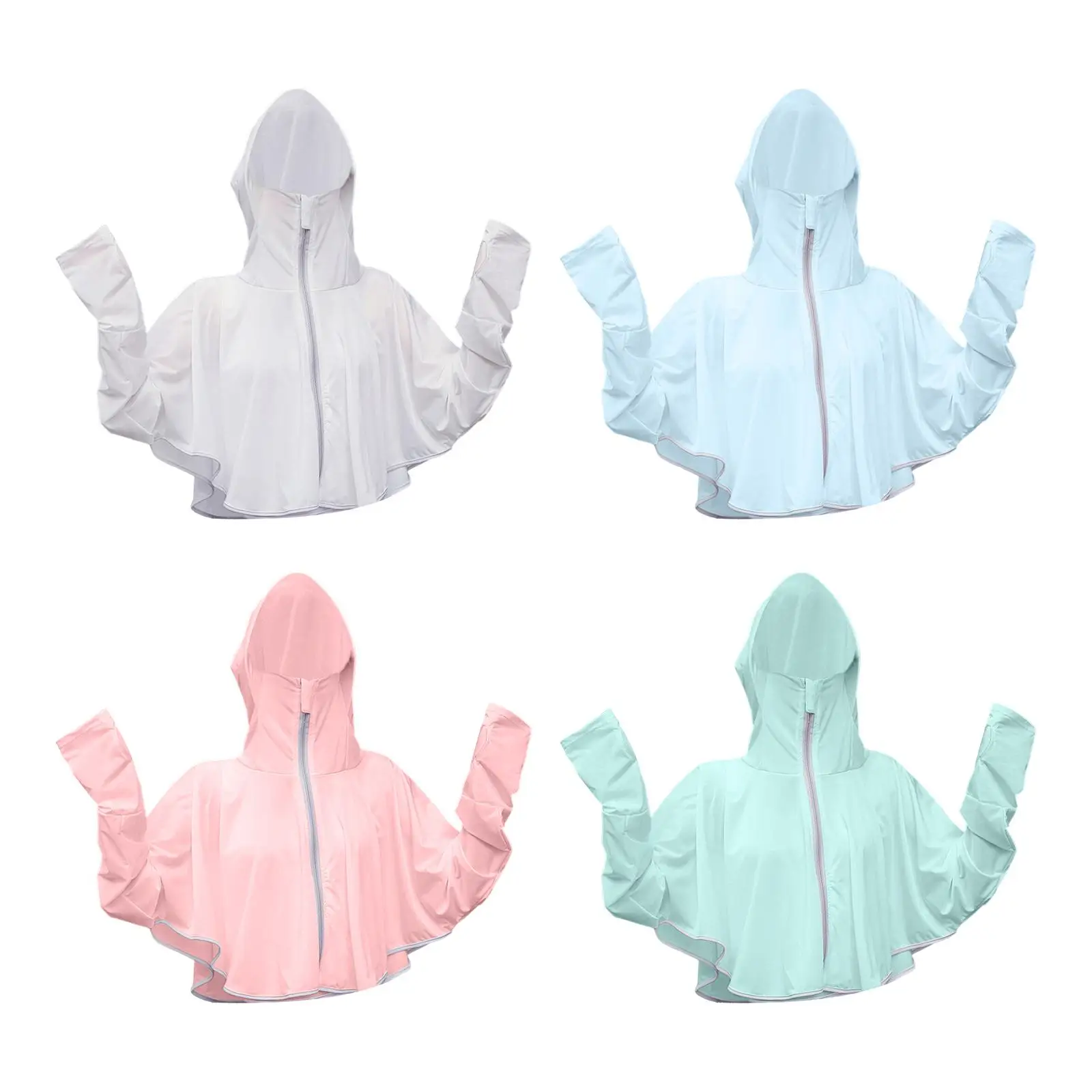 

Women Hooded Sun Protection Shirt Summer Sunscreen Clothes Simple but Fashionable Machine Washable Durable Ice Polyester Fabric