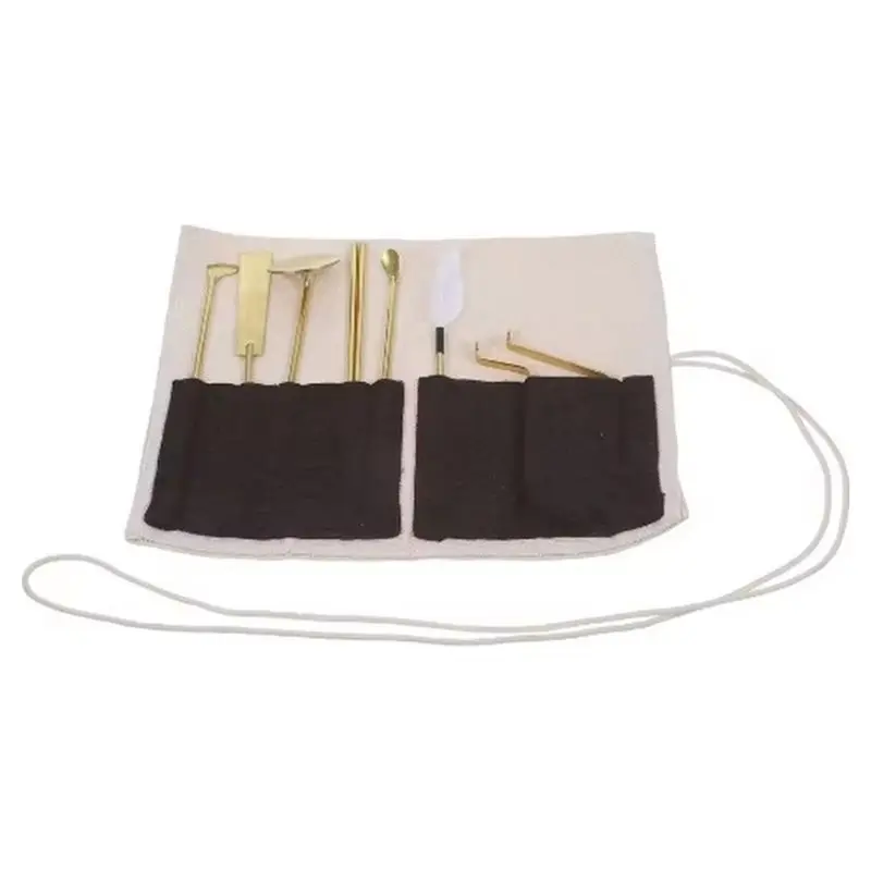 IALJ-7-Piece Brass Incenses Tool Set - Lustrous Finish, Ideal For Meditation, Tea Ceremonies, Aromatherapy, And Home Decor