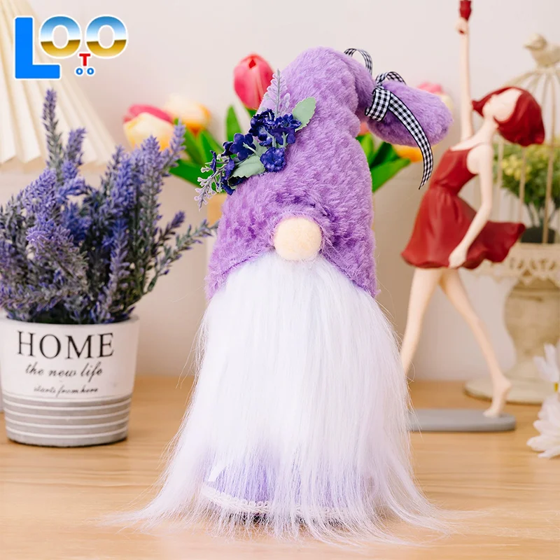 الصيف عيد الأم الديكور الأرجواني دمية مجهولي الهوية الخزامى الدائمة تشكل دمية أفخم قزم زخرفة