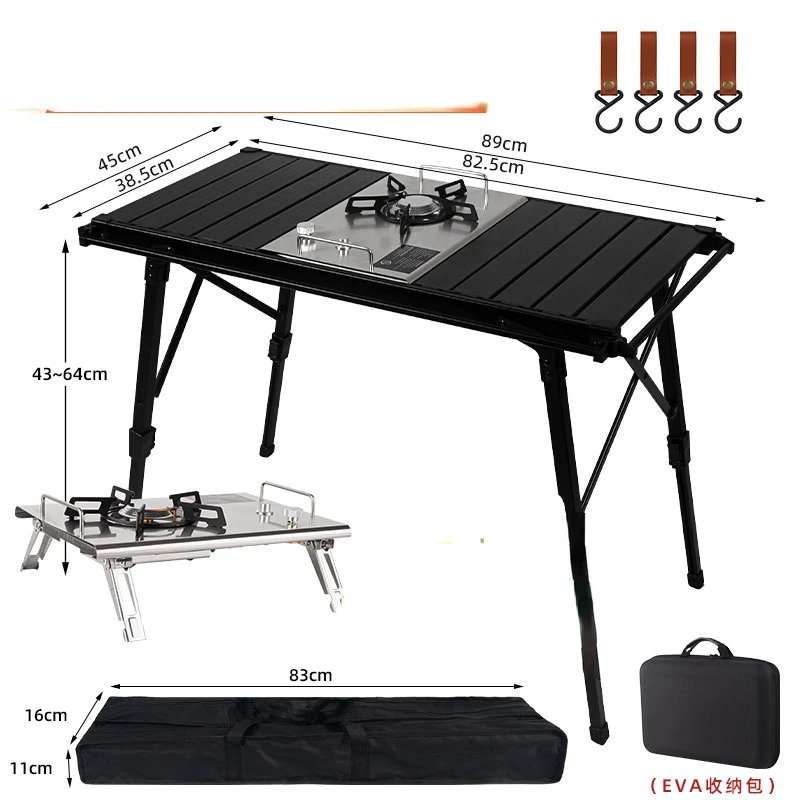 Zewnętrzny aluminiowy stół z talerzem Stół z rolkami kurczaka Camping Składany przenośny podnoszony stół piknikowy do grillowania IGT Mobilna kuchnia
