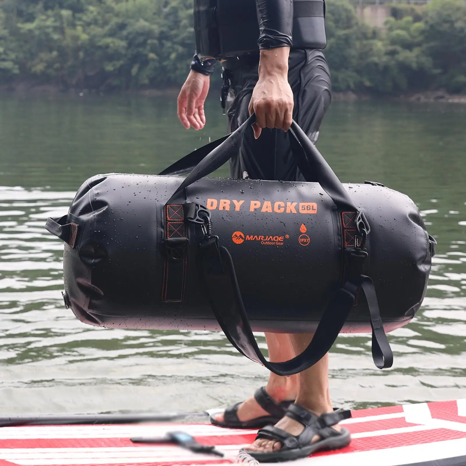 Bolsa de lona impermeable, bolsa de viaje resistente, flotador, natación, canoa