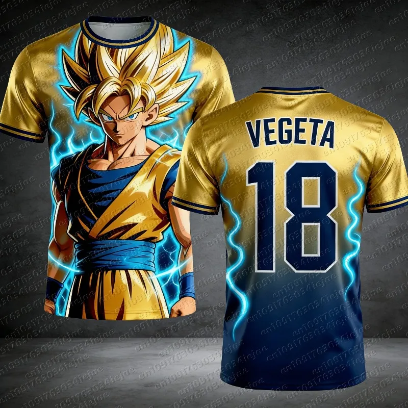 2026 Neues Erwachsenen-Fußballtrikot für Herren mit Dragon Ball Goku 3D-Druck, Anime-T-Shirt für Kinder, Spezielles Fußballtrikot