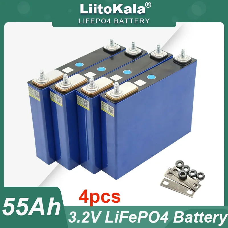 

4pcs LiitoKala 3.2V 55Ah LiFePO4 battery Lithium iron phosphate 55000mAh batteries for 12V 24V Motorcycle Car Motor Modification