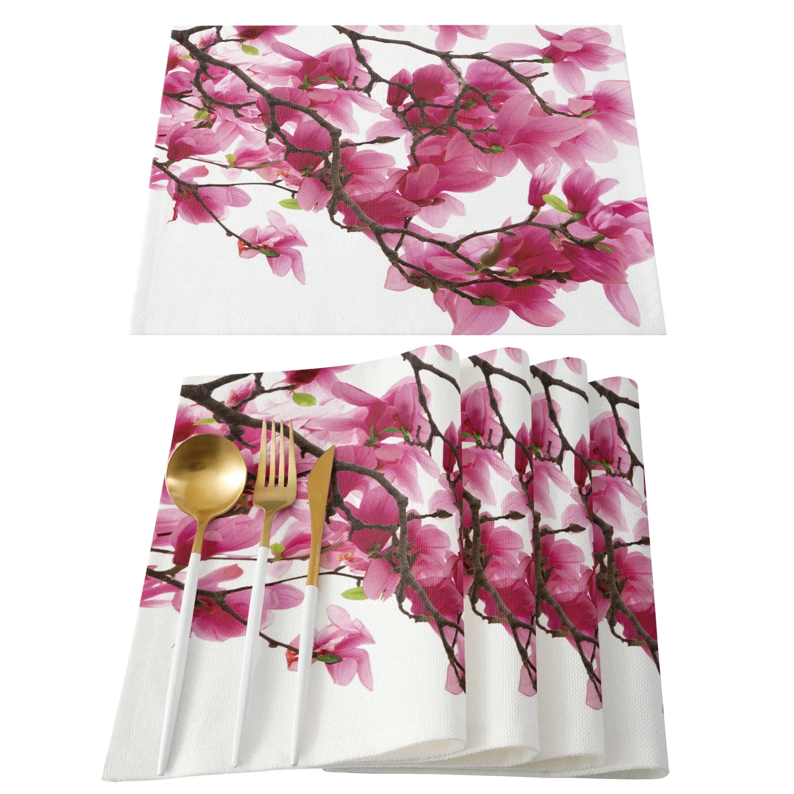 Japanese Cherry Blossom Pattern Table Mat Kitchen Decoration Placemat Table Napkin For Wedding Dining Accessories Table Mat