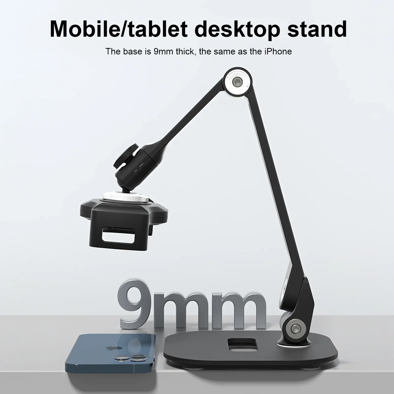 Unew Foldable Stand with Clamp, Stable, Multi Angle 360 Rotating, Portable, For iPad & Mini Pad, Tablet Stand,4.7-12.9 inches, 1