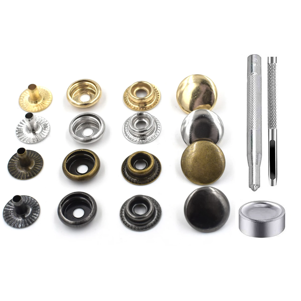 100pcs Metal Snap Fastener Kit 15mm Snap Button Press Stud Cap for Boat Canvas Bag Jacket Clothing Jeans Leather DIY Craft