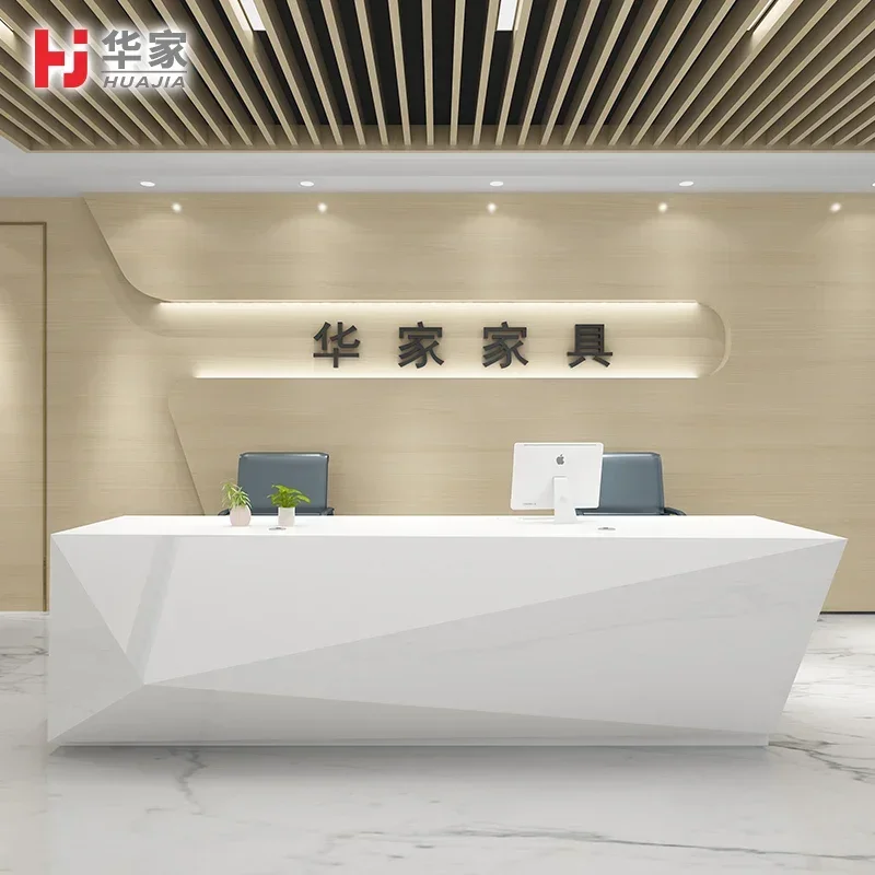 Paint front desk Flat reception desk cash register Welcome desk shaped reception desk desk bar service information desk