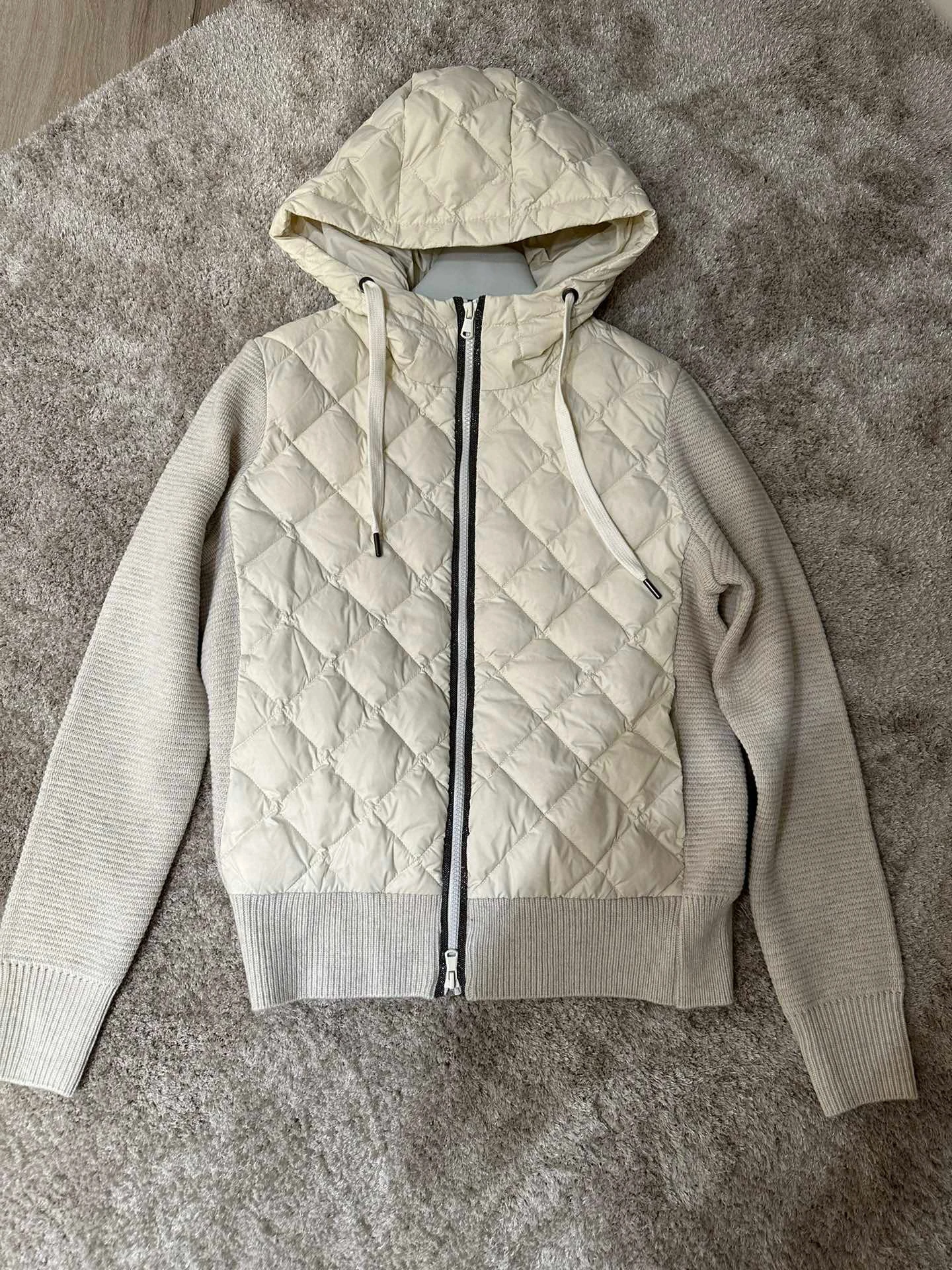 

Fall casual loose knitted down face zipped cardigan