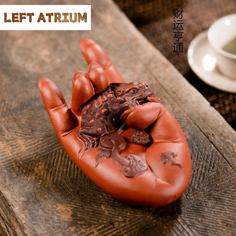 Yixing Sculpture Purple Clay Tea Pet Lucky Fortune Animal Tea Figurine Ornaments Handmade Crafts Chinese Tea Set Art Decoration