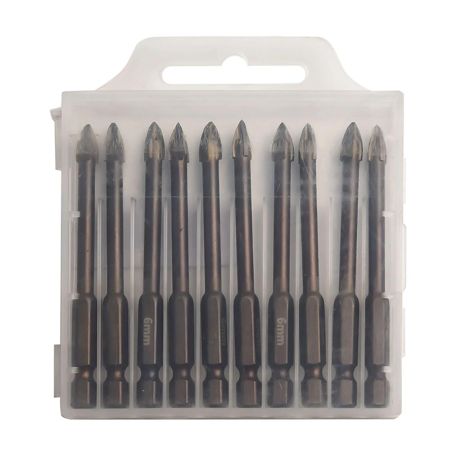 10pcs 6mm Glass Concrete Drill Bit Set Marble Ceramic Glass Brick Hex Shank Spear Head Hole Opener Alloy Triangle Drill Bit