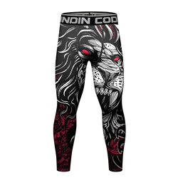 Cody Lundin Men's BJJ Animal Printed Wrestling Compression Tight Leggings Multi Sport Water Sports Bottoms Elasticity Pantst