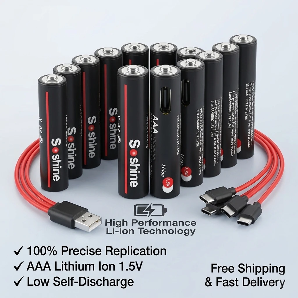 

AAA 1.5V USB Rechargeable Lithium Battery 1100mWh 1000 Cycles for Wireless Mouse & Remote Control
