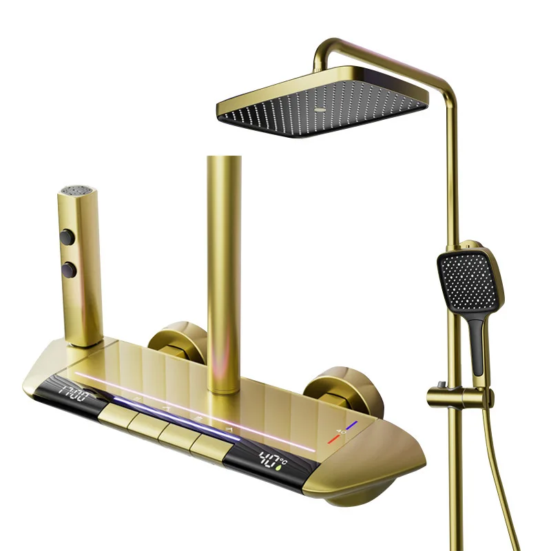 Golden shower copper shower set household paint four-speed shower  pressurized shower